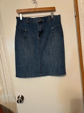 Woman's Dark Blue Denim Pencil Skirt - Classic Straight Fit